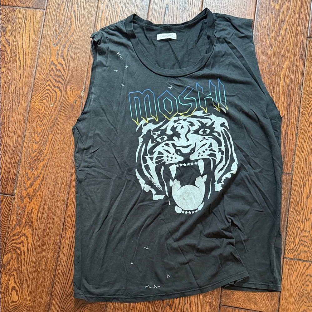 Lauren Moshi Black Crew Neck Tee with Script Label